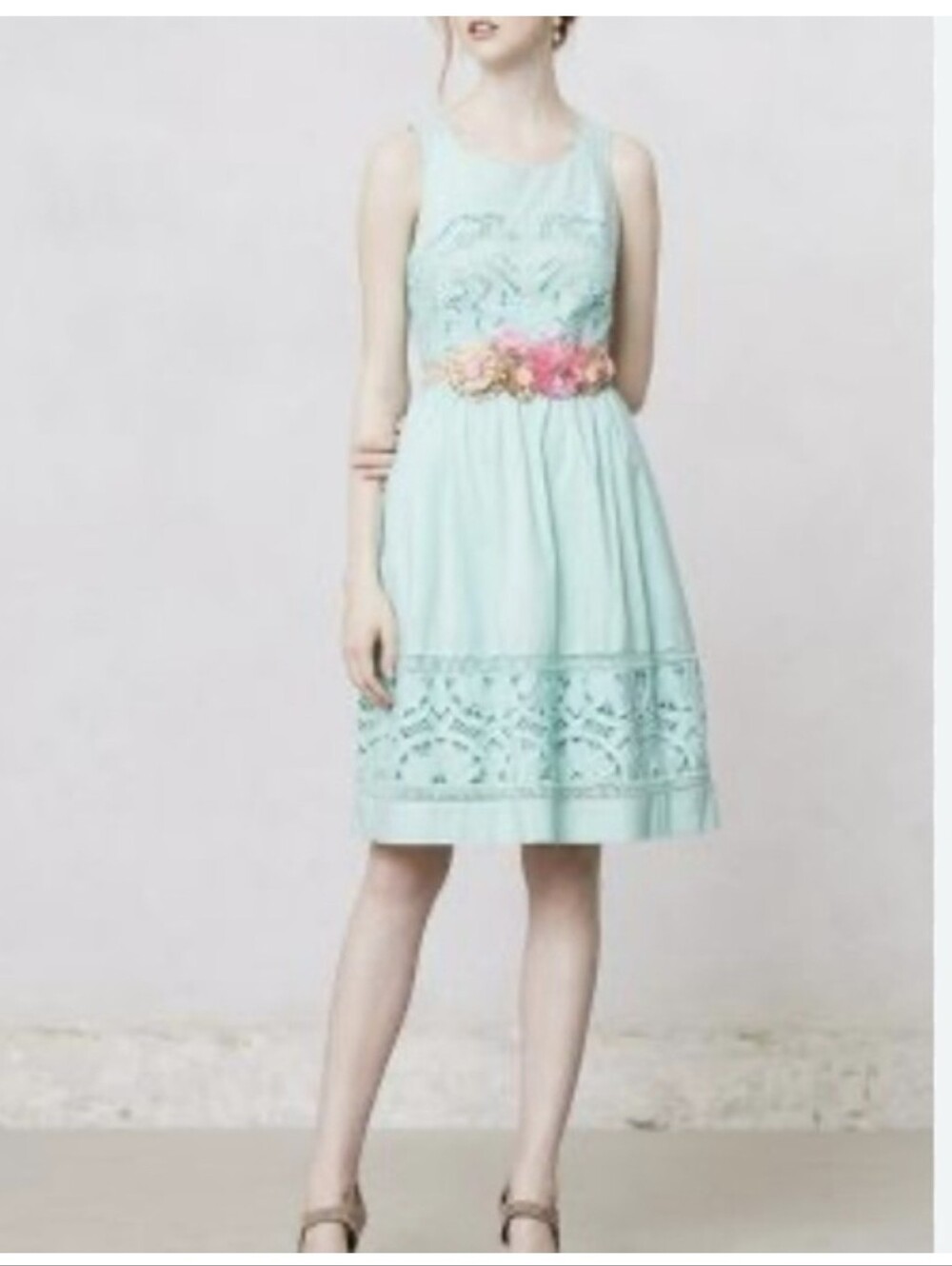 Anthropologie Meadow Rue Mint Fit & Flare Dress